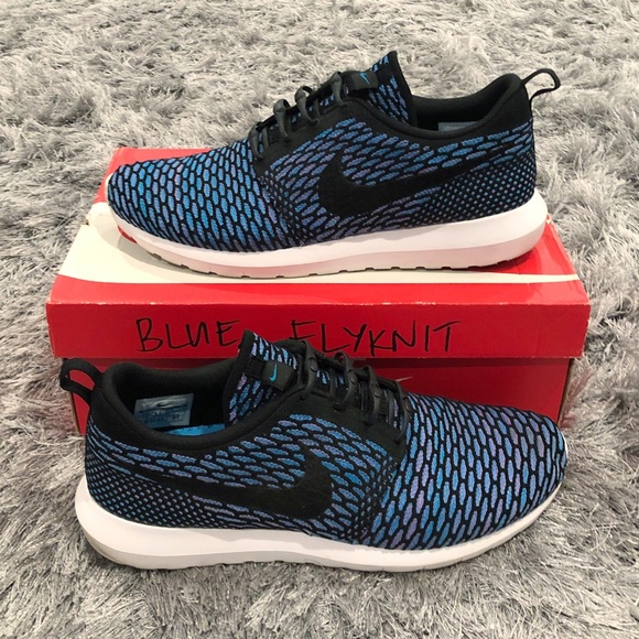 Nike Flyknit Rosherun Black Neo Turbo. Mens 10.5 - Picture 3 of 5